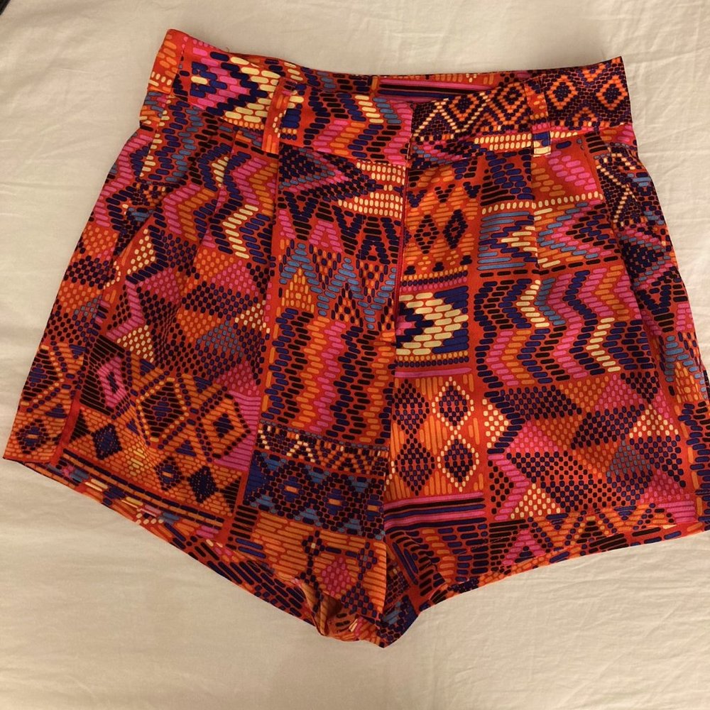Tribal pattern Mara Hoffman high waisted short shorts